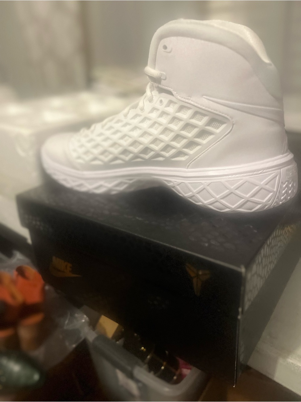 All-White High Top Sneaker - Textured Upper